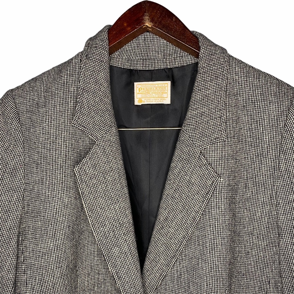 Vintage Pendleton Houndstooth 100% Wool Blazer - image 4